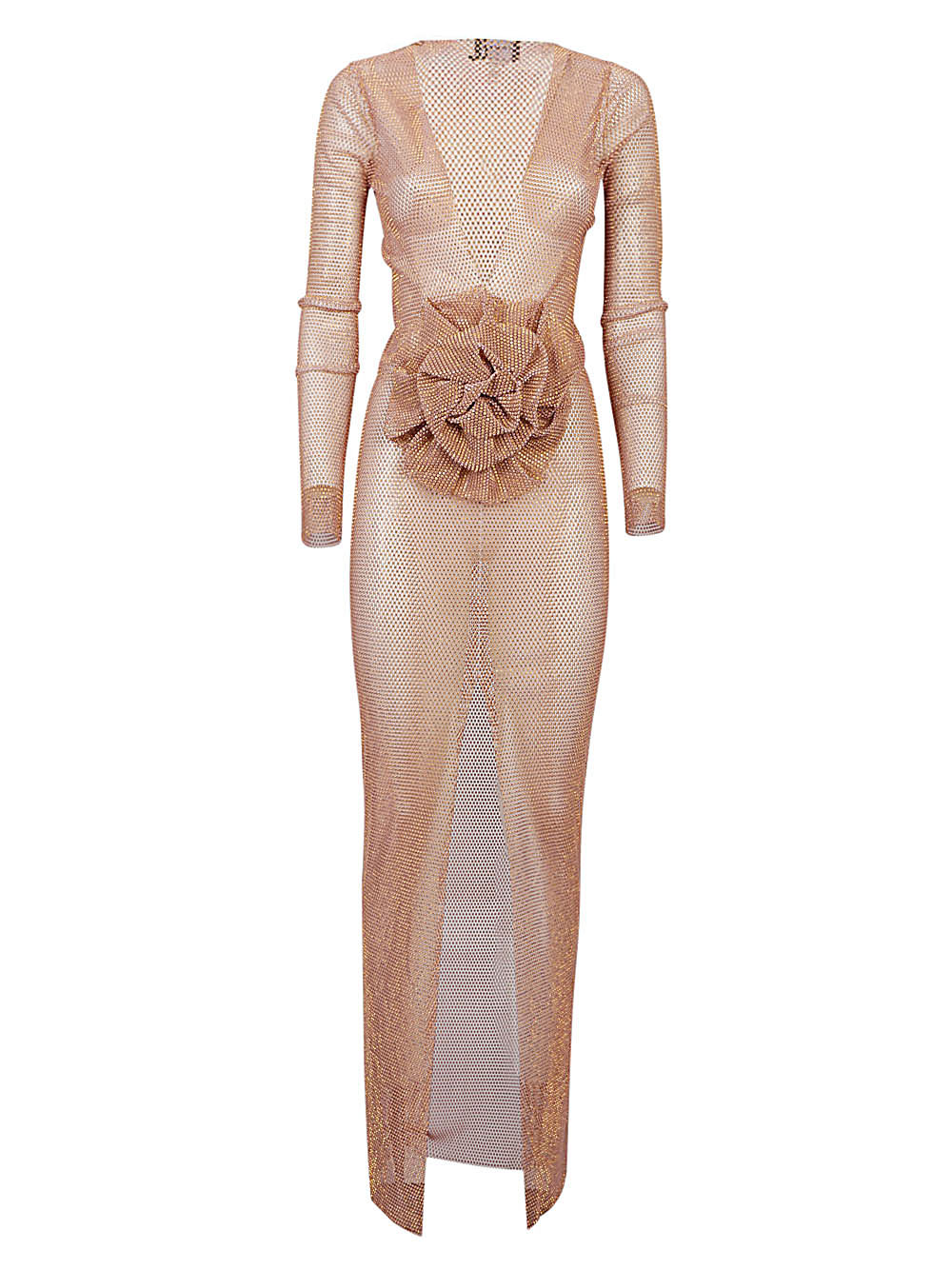 MAXIDRESSBEIGE FLOWERAPPLIQUE 롱 드레스